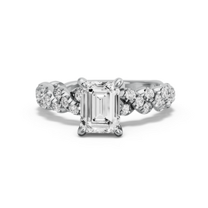 Image for Emerald Hidden Halo Ring with Twist Pave band