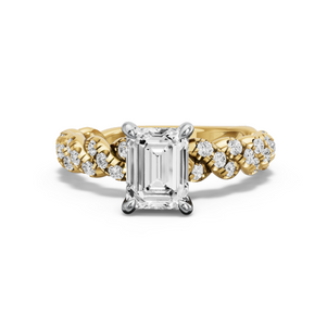 Image for Emerald Hidden Halo Ring with Twist Pave band