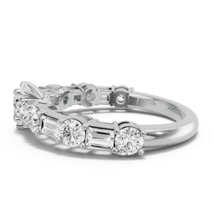 Image for Heart Hidden Halo Ring with Alternating Baguette band