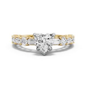 Image for Heart Hidden Halo Ring with Alternating Baguette band