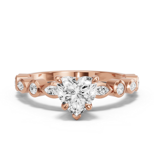 Image for Heart Hidden Halo Ring with Alternating Marquise band