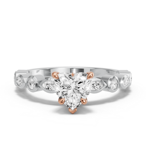 Image for Heart Hidden Halo Ring with Alternating Marquise band