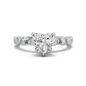 Image for Heart Hidden Halo Ring with Alternating Marquise band in 950 Platinum
