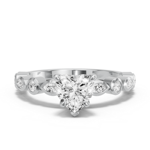 Image for Heart Hidden Halo Ring with Alternating Marquise band
