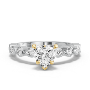 Image for Heart Hidden Halo Ring with Alternating Marquise band