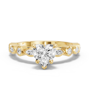 Image for Heart Hidden Halo Ring with Alternating Marquise band