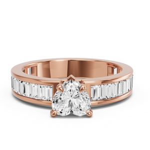 Image for Heart Hidden Halo Ring with Baguette Channel band