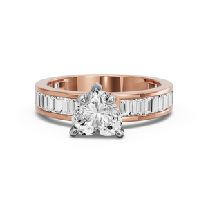 Image for Heart Hidden Halo Ring with Baguette Channel band