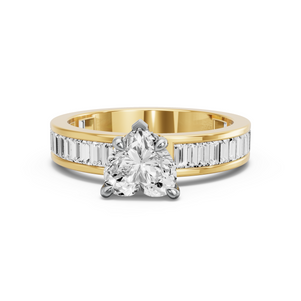 Image for Heart Hidden Halo Ring with Baguette Channel band