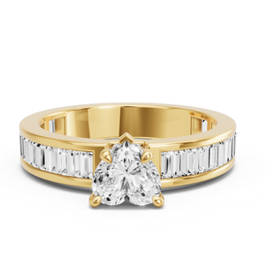 Image for Heart Hidden Halo Ring with Baguette Channel band