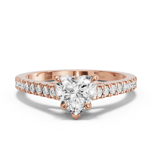 Image for Heart Hidden Halo Ring with Cathedral Pave band
