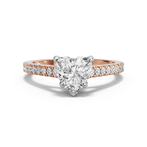 Image for Heart Hidden Halo Ring with Cathedral Pave band