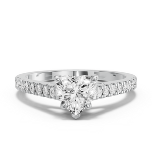 Image for Heart Hidden Halo Ring with Cathedral Pave band