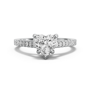 Image for Heart Hidden Halo Ring with Cathedral Pave band in 14K White Gold