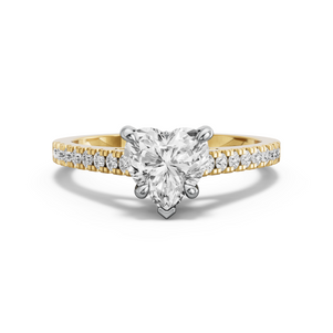 Image for Heart Hidden Halo Ring with Cathedral Pave band