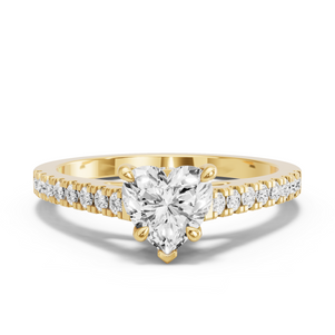 Image for Heart Hidden Halo Ring with Cathedral Pave band