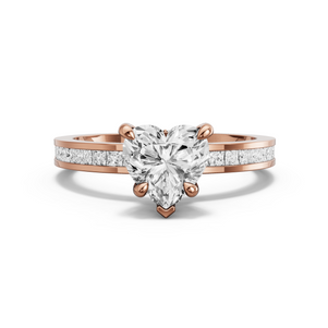Image for Heart Hidden Halo Ring with Channel band in 18K Rose Gold
