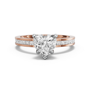 Image for Heart Hidden Halo Ring with Channel band