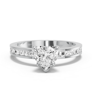 Image for Heart Hidden Halo Ring with Channel band