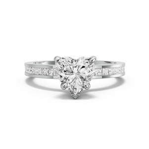 Image for Heart Hidden Halo Ring with Channel band in 10K White Gold