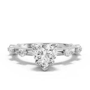 Image for Heart Hidden Halo Ring with Floating Station band