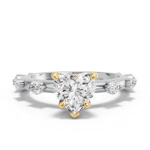 Image for Heart Hidden Halo Ring with Floating Station band