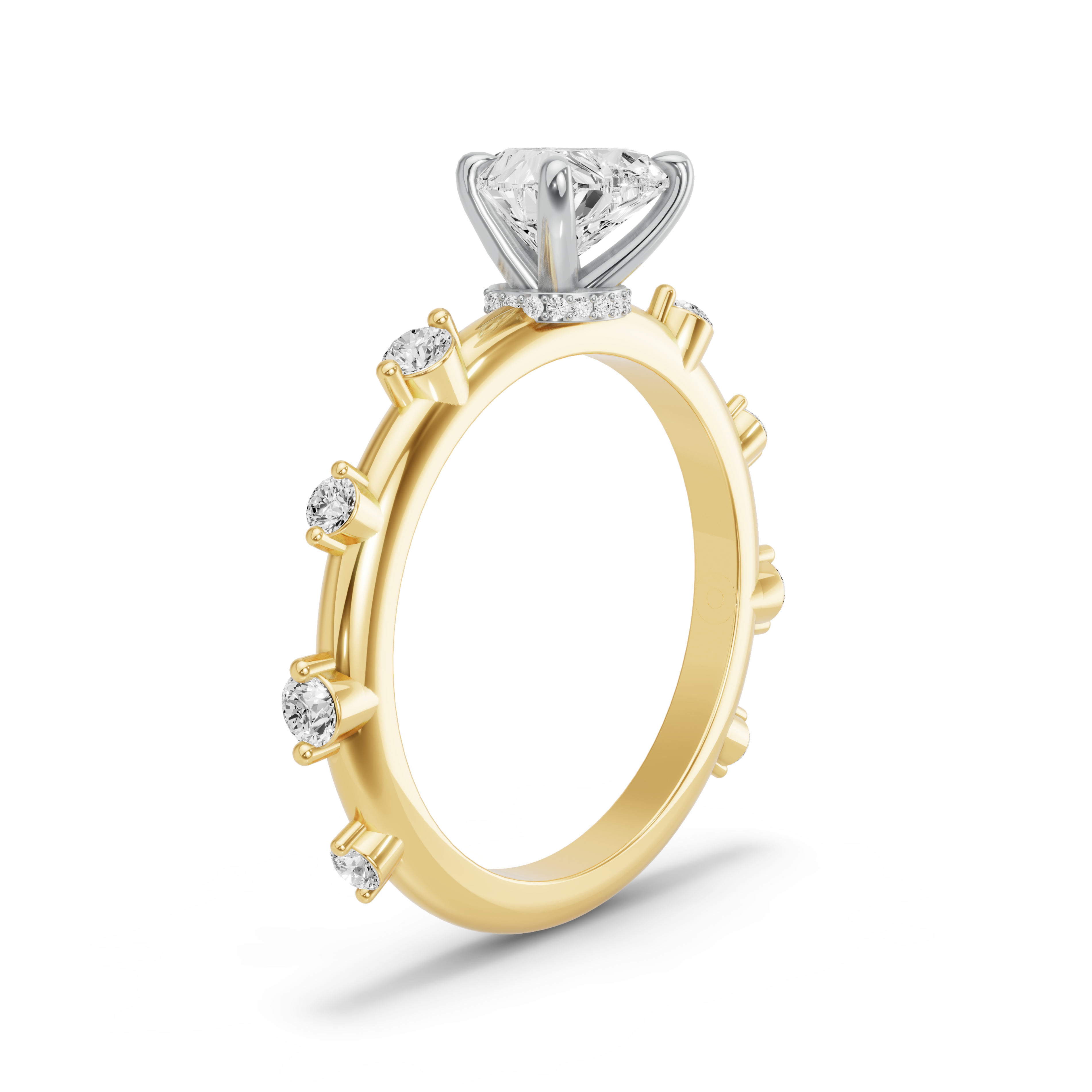 Image for heart-hidden-halo-ring-with-floating-station-band-in-18k-two-tone-yellow-gold