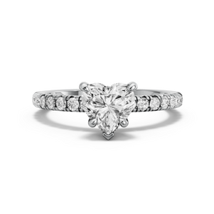 Image for Heart Hidden Halo Ring with French Pave band in 18K White Gold