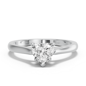 Image for Heart Hidden Halo Ring with Knife Edge Cathedral band