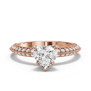Image for Heart Hidden Halo Ring with Knife Edge Pave band