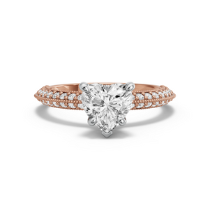 Image for Heart Hidden Halo Ring with Knife Edge Pave band