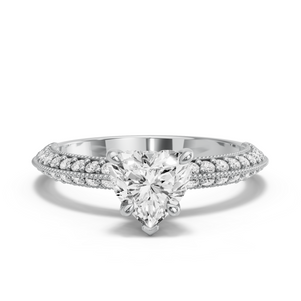 Image for Heart Hidden Halo Ring with Knife Edge Pave band