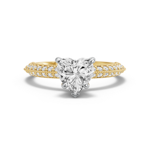 Image for Heart Hidden Halo Ring with Knife Edge Pave band in 18K Two Tone Yellow Gold
