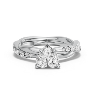 Image for Heart Hidden Halo Ring with Rope Pave band