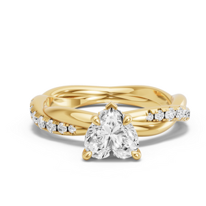 Image for Heart Hidden Halo Ring with Rope Pave band