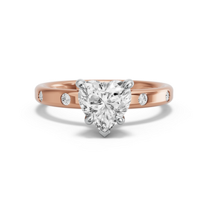 Image for Heart Hidden Halo Ring with Sleek Accent band