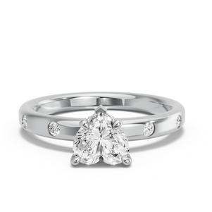 Image for Heart Hidden Halo Ring with Sleek Accent band