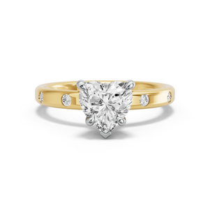 Image for Heart Hidden Halo Ring with Sleek Accent band