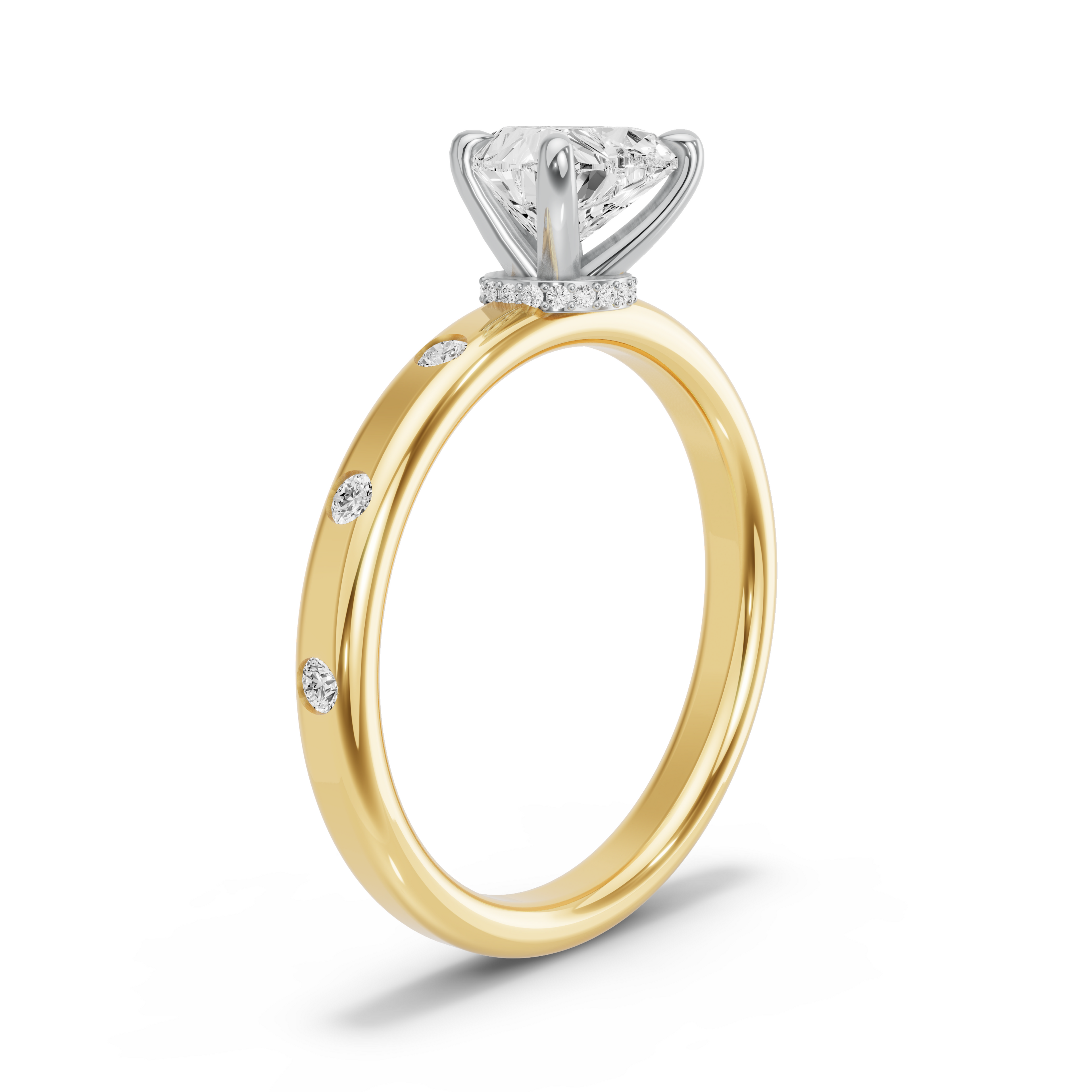 Image for heart-hidden-halo-ring-with-sleek-accent-band-in-10k-two-tone-yellow-gold