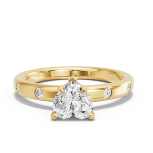 Image for Heart Hidden Halo Ring with Sleek Accent band