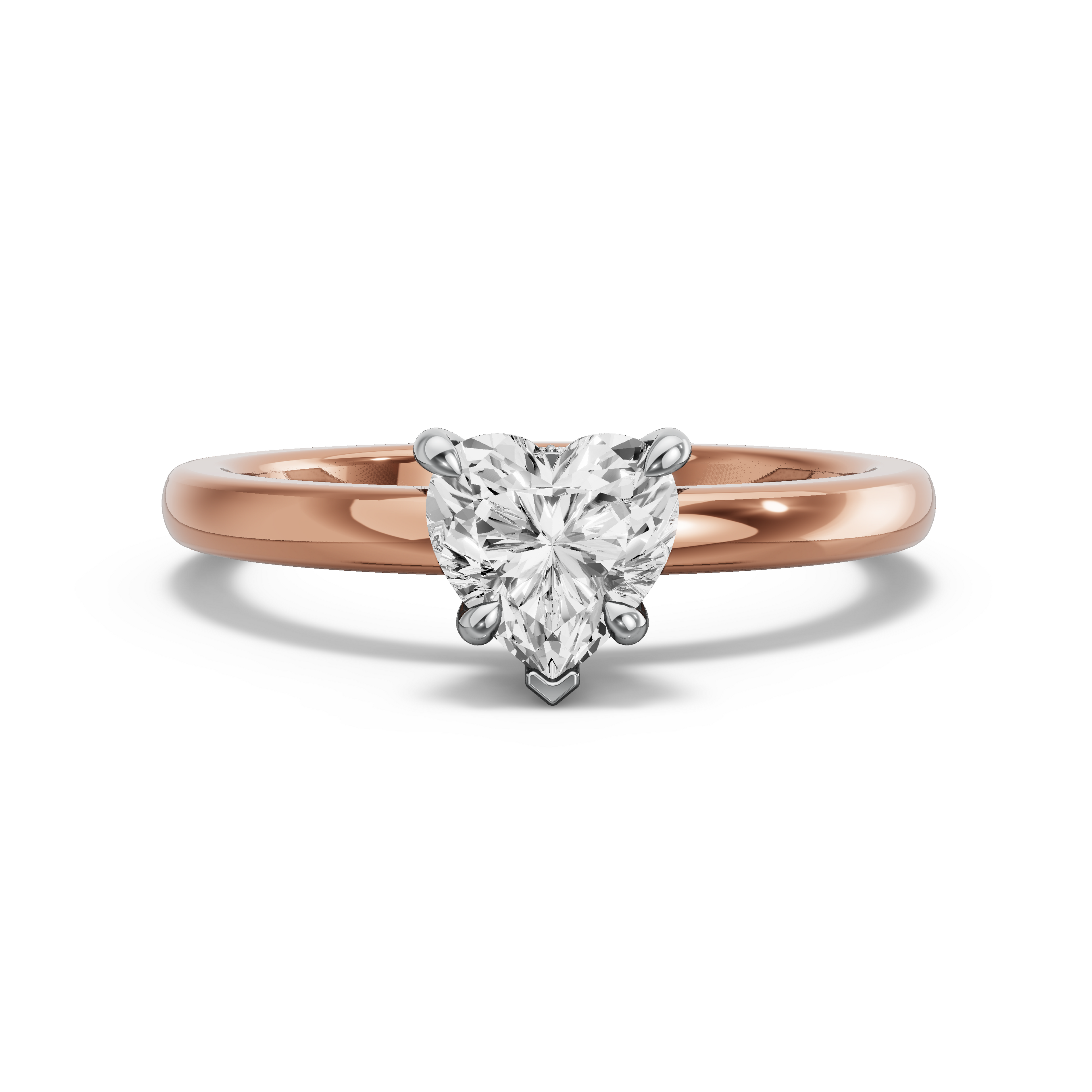 Image for Heart Hidden Halo Ring with Solitaire band in 18K Two Tone Rose Gold