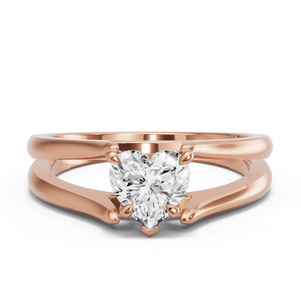 Image for Heart Hidden Halo Ring with Split Ring Solitaire band