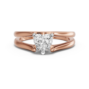 Image for Heart Hidden Halo Ring with Split Ring Solitaire band