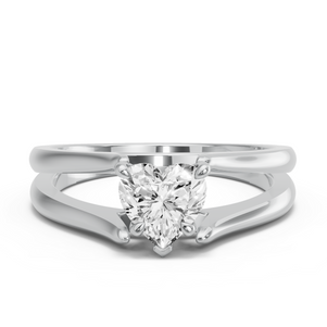 Image for Heart Hidden Halo Ring with Split Ring Solitaire band