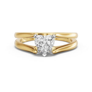 Image for Heart Hidden Halo Ring with Split Ring Solitaire band
