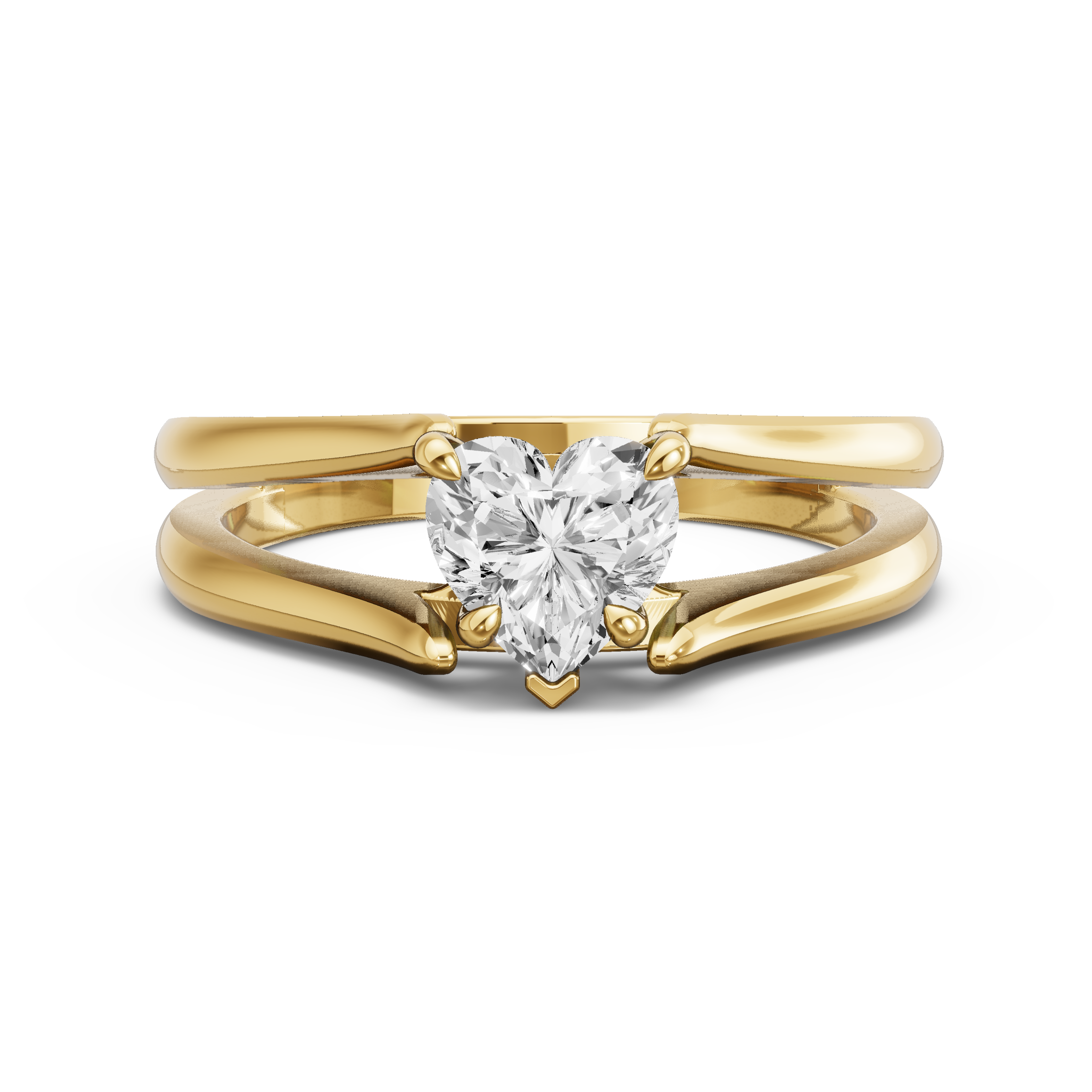 Heart Hidden Halo Ring with Split Ring Solitaire band – Antiquecut
