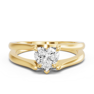 Image for Heart Hidden Halo Ring with Split Ring Solitaire band