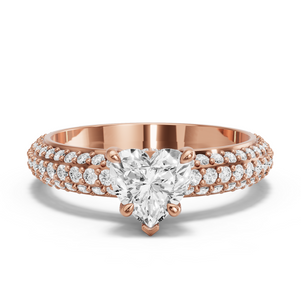 Image for Heart Hidden Halo Ring with Triple Row Pave band