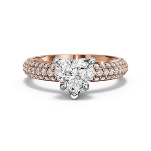 Image for Heart Hidden Halo Ring with Triple Row Pave band