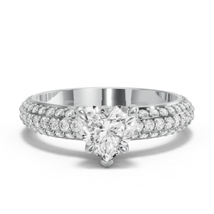 Image for Heart Hidden Halo Ring with Triple Row Pave band